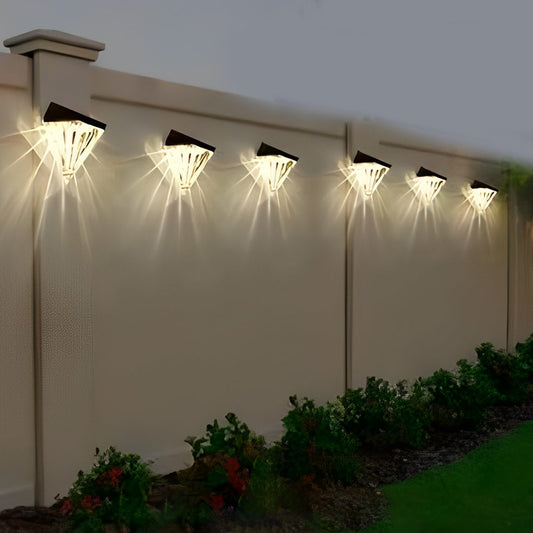 Diamond Solar LED Outdoor Wall Sconce Waterproof Black ABS 3000K Fence Garden