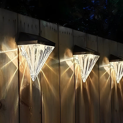 Diamond Solar LED Outdoor Wall Sconce Waterproof Black ABS 3000K Fence Garden
