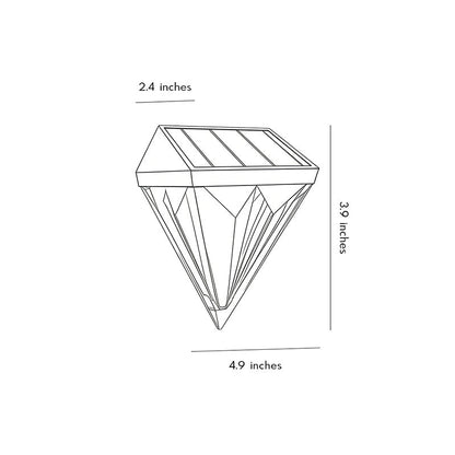 Diamond Solar LED Outdoor Wall Sconce Waterproof Black ABS 3000K Fence Garden