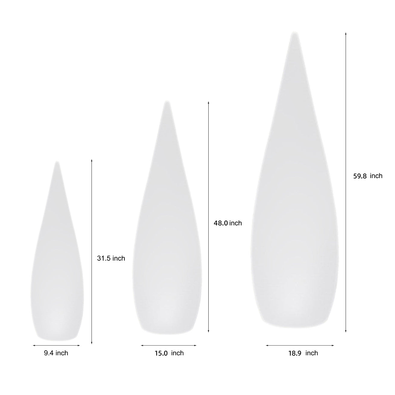 Modern Teardrop LED Outdoor Floor Lamp IP65 Solar/Hardwired/Battery White PE