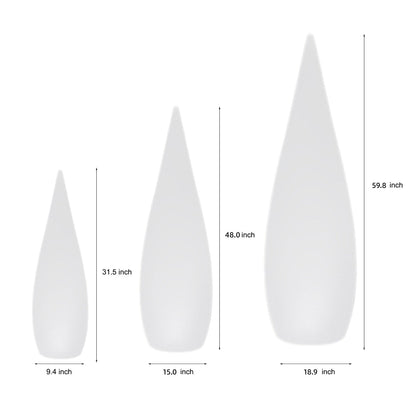 Modern Teardrop LED Outdoor Floor Lamp IP65 Solar/Hardwired/Battery White PE
