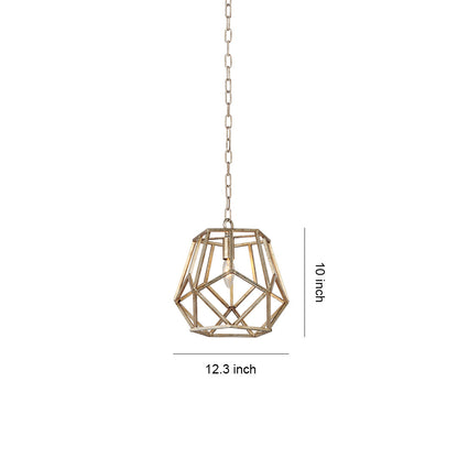 Gold Geometric Pendant Light Nordic Open Cage Polyhedron E12 Kitchen Island Hallway 12 Inch