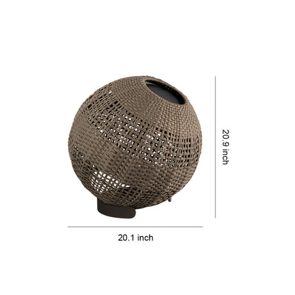 Woven Grass Vine Globe Outdoor Floor Lantern IP65 Solar/Hardwired 3000K Stainless Steel