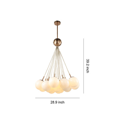 Gold Frame Bubble Glass Chandelier with Transparent Glass Spheres on Fine Suspension Arms