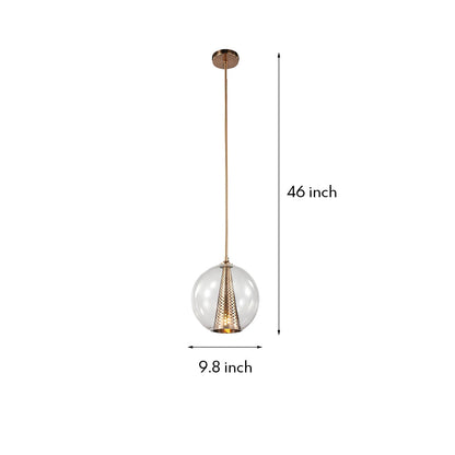 Glass Ball Pendant Light Italian Minimalist Clear Glass Perforated Copper Brass Cone E26 Dining Room 10 Inch
