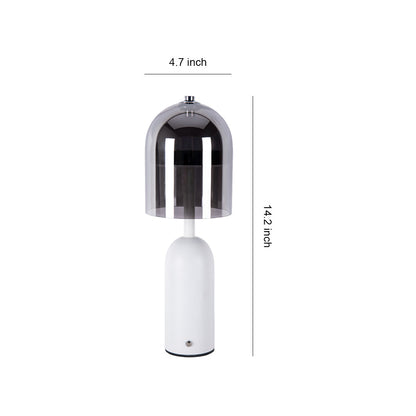 Rechargeable Minimalist Glass Shade Table Lamp Cordless Touch Dimmable Iron Body Black or White