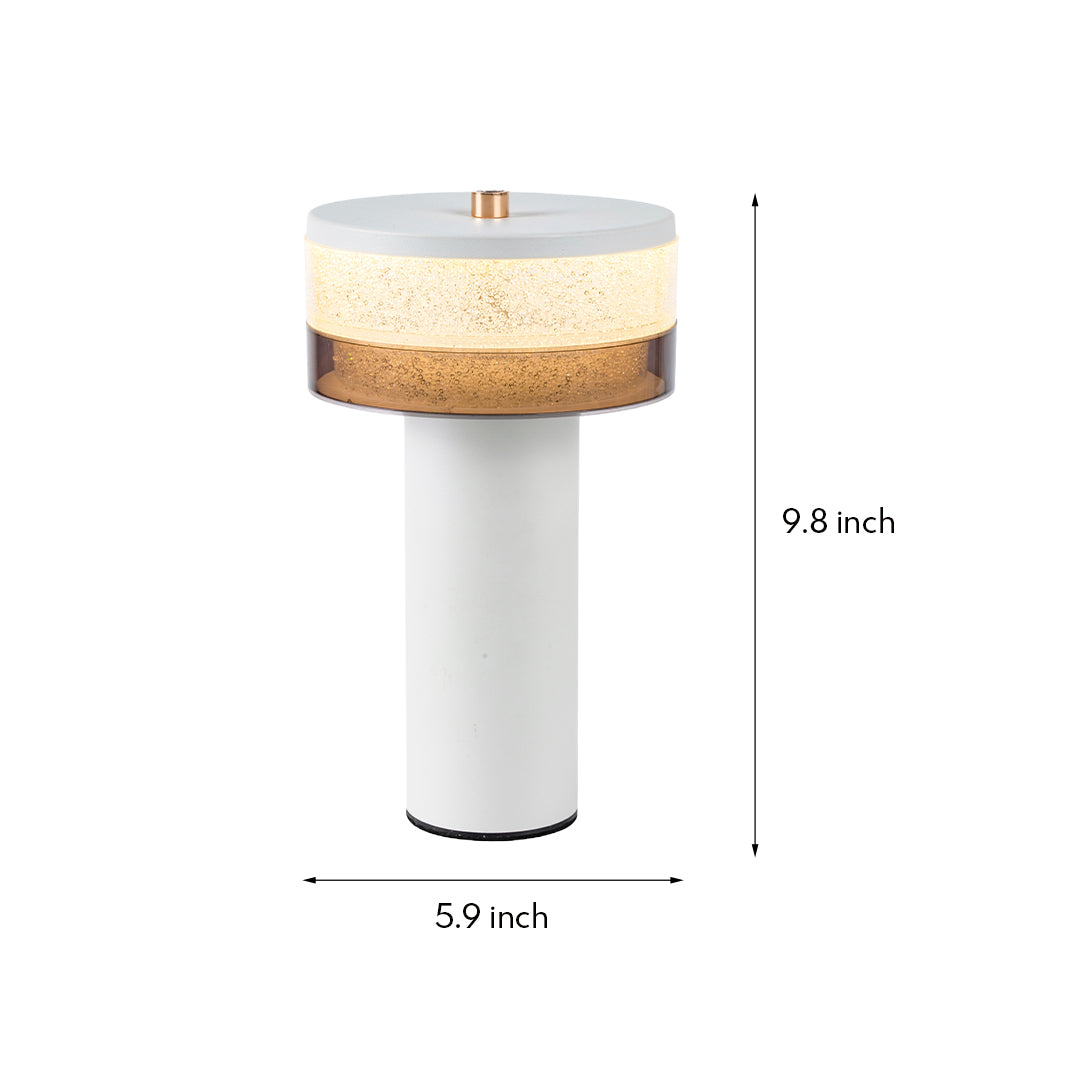 Nordic Cylindrical Iron LED Table Lamp Stepless Dimming USB Rechargeable Black White