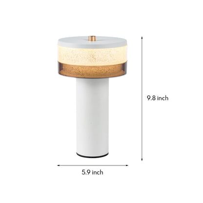 Nordic Cylindrical Iron LED Table Lamp Stepless Dimming USB Rechargeable Black White