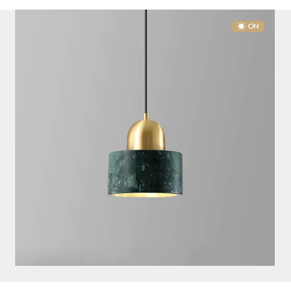 Marble Drum Mini Pendant Ivory White Black Green E26 4 Colors