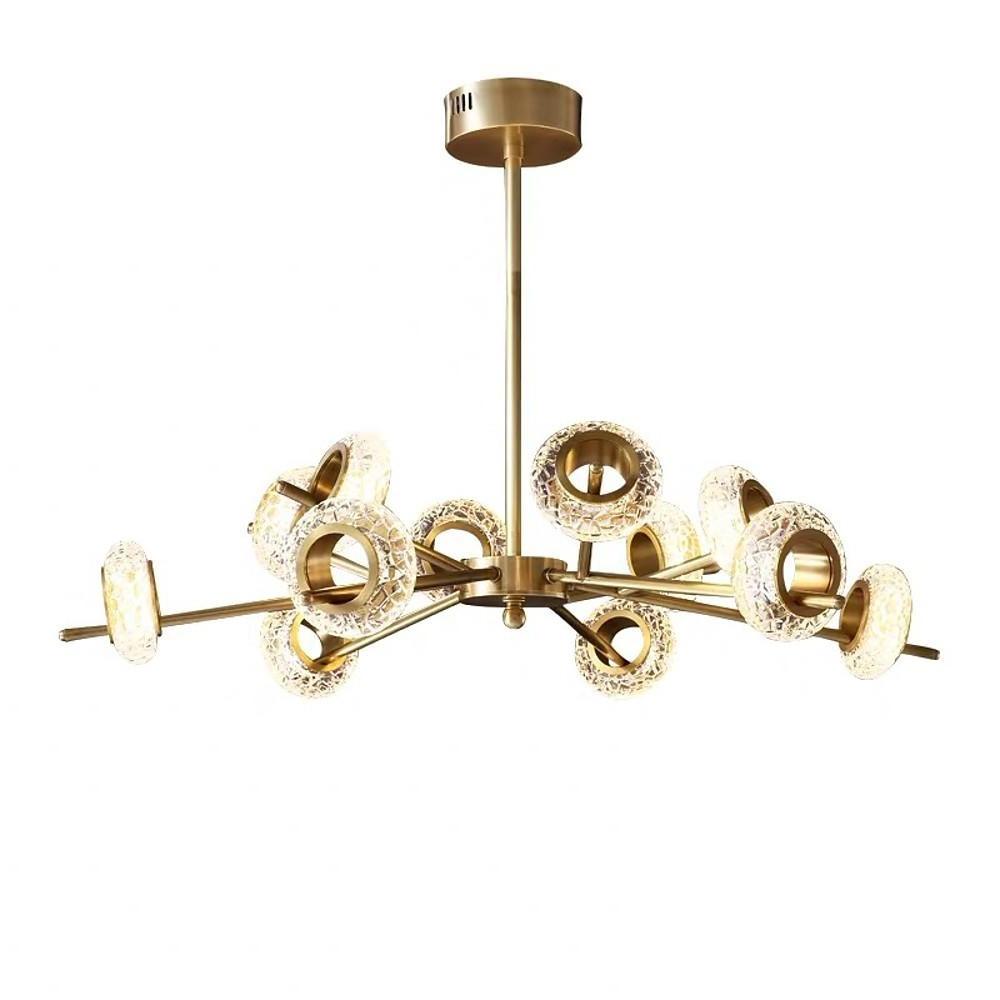 Crystal Chandelier Metal Gold Crystal Sphere Sputnik Ring Mobile Integrated LED Modern Mid-Century Nordic Two Sizes