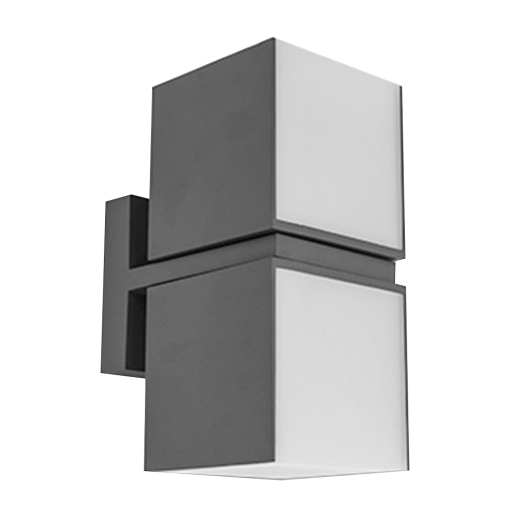 Modern Double Cube Outdoor Wall Sconce Black Acrylic LED 24W IP65 Up Down