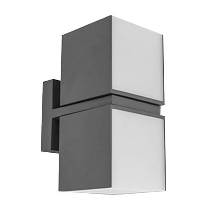 Modern Double Cube Outdoor Wall Sconce Black Acrylic LED 24W IP65 Up Down
