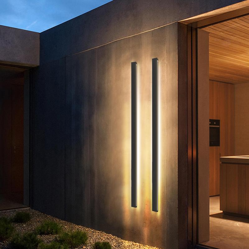 Linear Outdoor Wall Sconce Minimalist LED Black Lamp