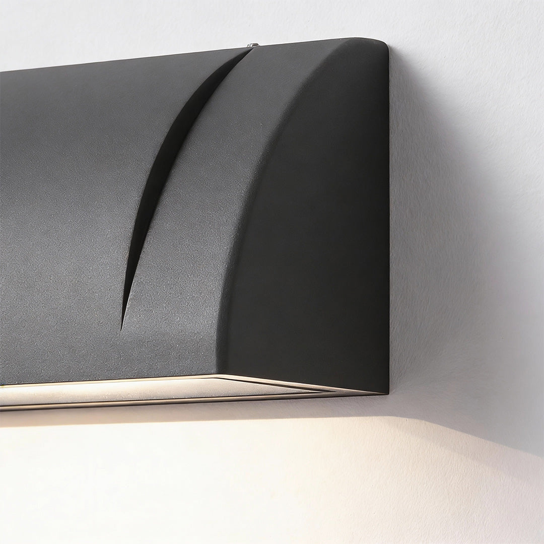 Modern LED Outdoor Wall Sconce Down Facing Aluminum Glass Sandblasted Black IP54 8W 3000K