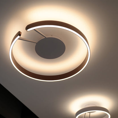 Split Ring Halo LED Flush Mount in Iron and Aluminum with Fixed Warm White in Black, White, or Coffee Brown