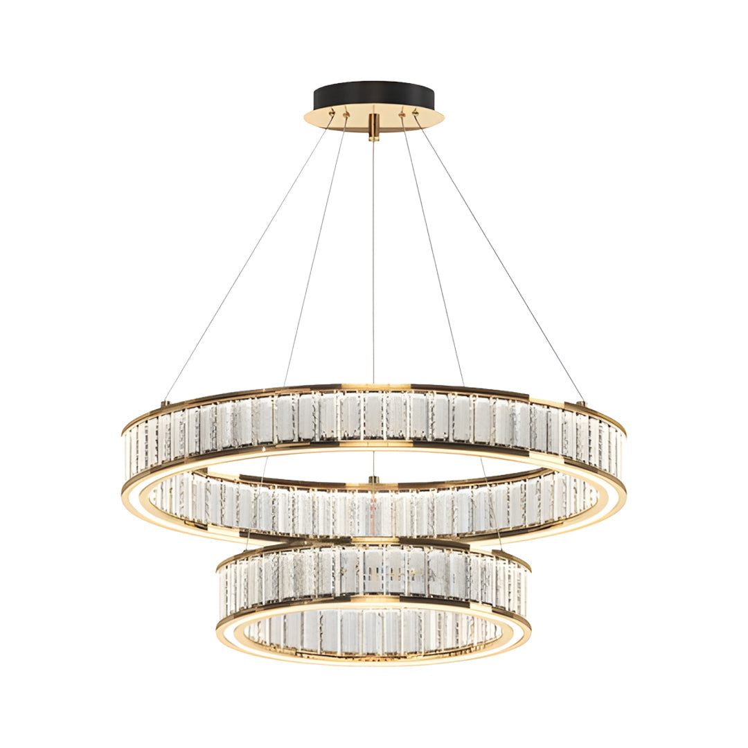 Tiered Crystal Ring Chandelier Gold Aluminium LED 3-Step CCT Bedroom Living Room Hotel