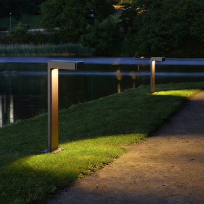 Modern Outdoor LED Path Light L Shaped Aluminum Solar Hardwired Garden Landscape