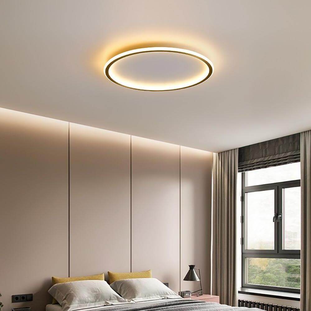 Nordic Circle LED Flush Mount Brass Silicone Four Modes Two Sizes