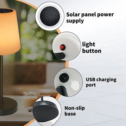 Solar Rechargeable LED Table Lamp Cordless IP65 Waterproof Dimmable Remote RGB Warm White Indoor Outdoor 18.11 Inch
