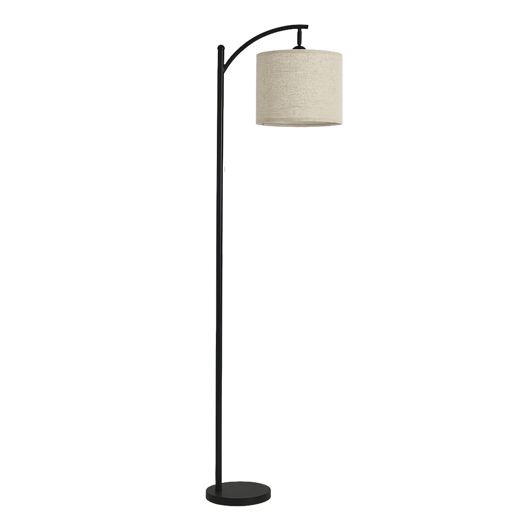 Modern Arc Floor Lamp LED Fabric Shade Adjustable Height Marble Base Dimmable Remote Beige Black Nordic Living Room Bedroom 65 Inch