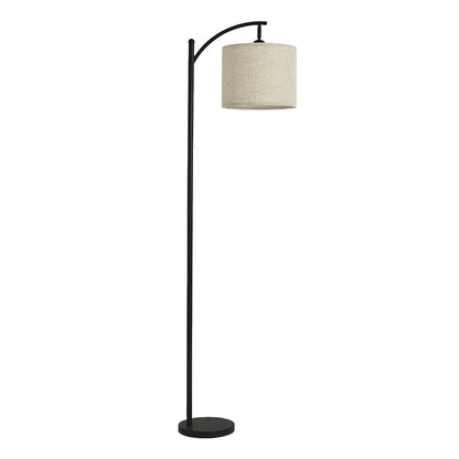 Modern Arc Floor Lamp LED Fabric Shade Adjustable Height Marble Base Dimmable Remote Beige Black Nordic Living Room Bedroom 65 Inch