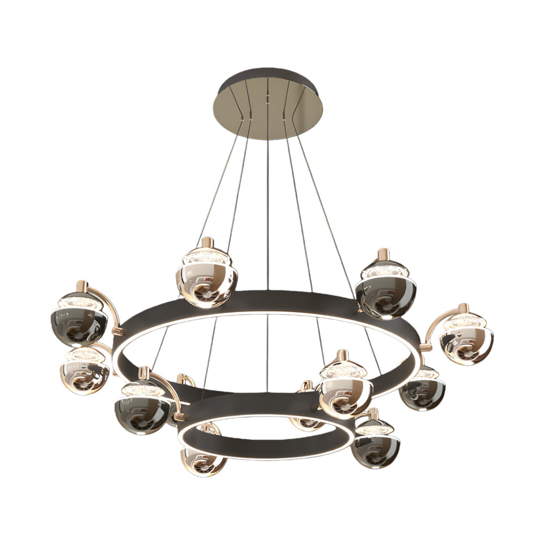 Black Gold Ring Chandelier LED Nordic 3000K 4500K 6000K 4 Configurations