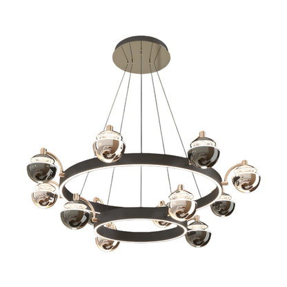 Black Gold Ring Chandelier LED Nordic 3000K 4500K 6000K 4 Configurations
