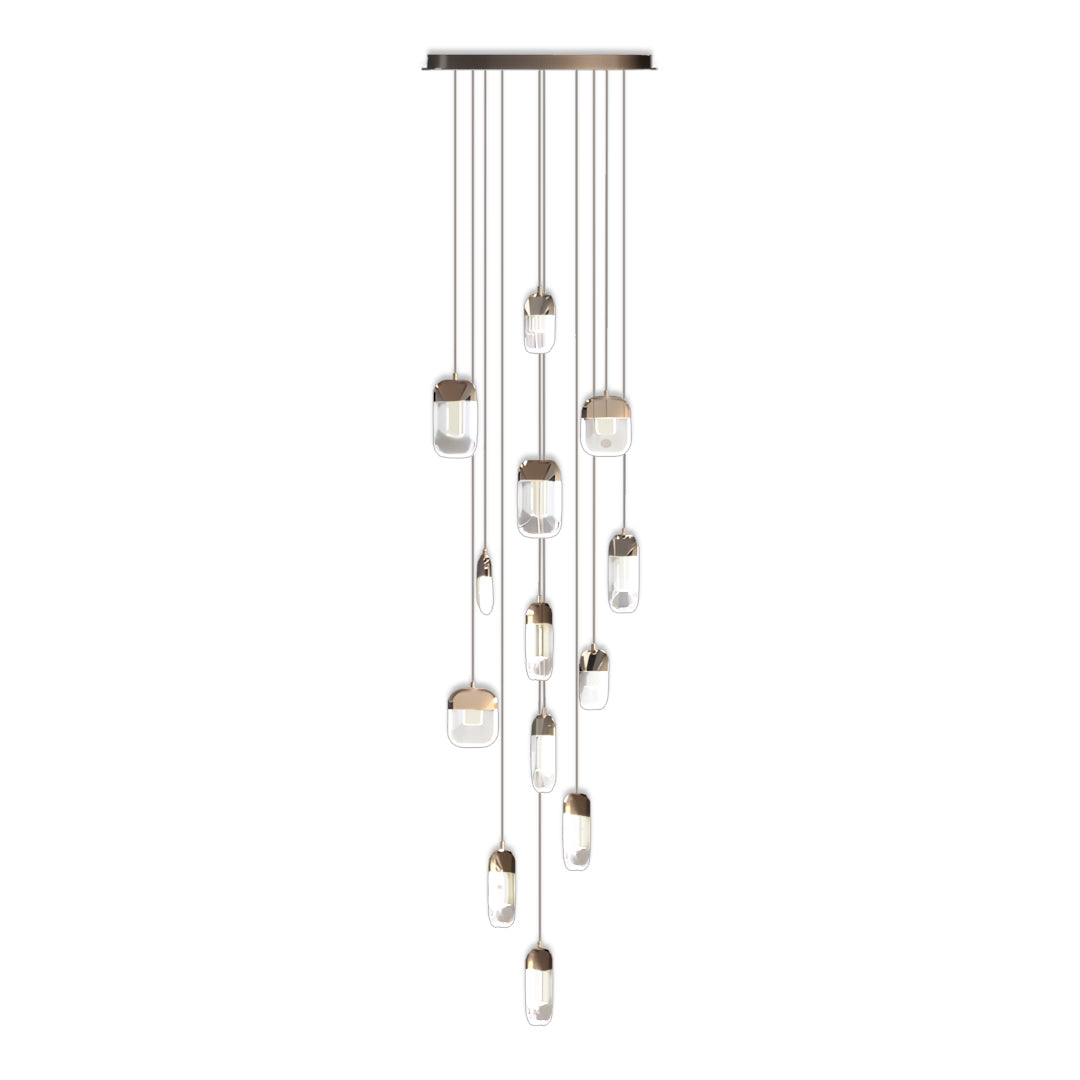 Staircase Chandelier Aluminium Crystal Vertical Linear 7-Head / 13-Head Integrated LED Gold Vintage 3-Step Colour Temperature
