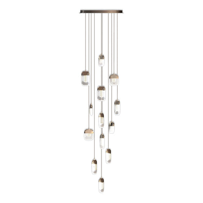 Staircase Chandelier Aluminium Crystal Vertical Linear 7-Head / 13-Head Integrated LED Gold Vintage 3-Step Colour Temperature