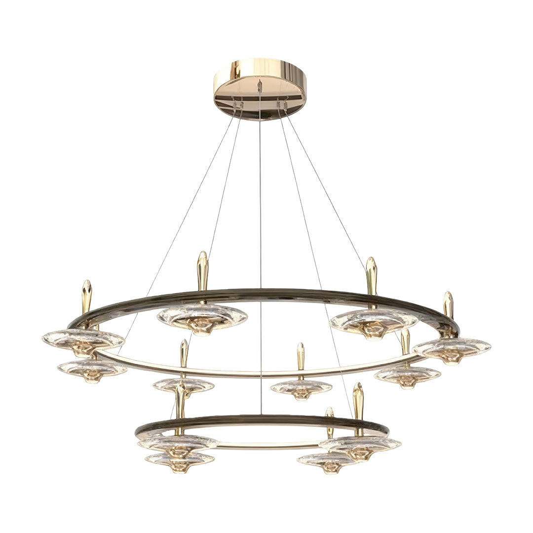 Crystal Chandelier Terracotta Gold Pearl Black Crystal Round Drops Integrated LED 3-Step Dimming Modern Minimalist