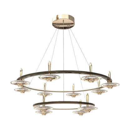 Crystal Chandelier Terracotta Gold Pearl Black Crystal Round Drops Integrated LED 3-Step Dimming Modern Minimalist