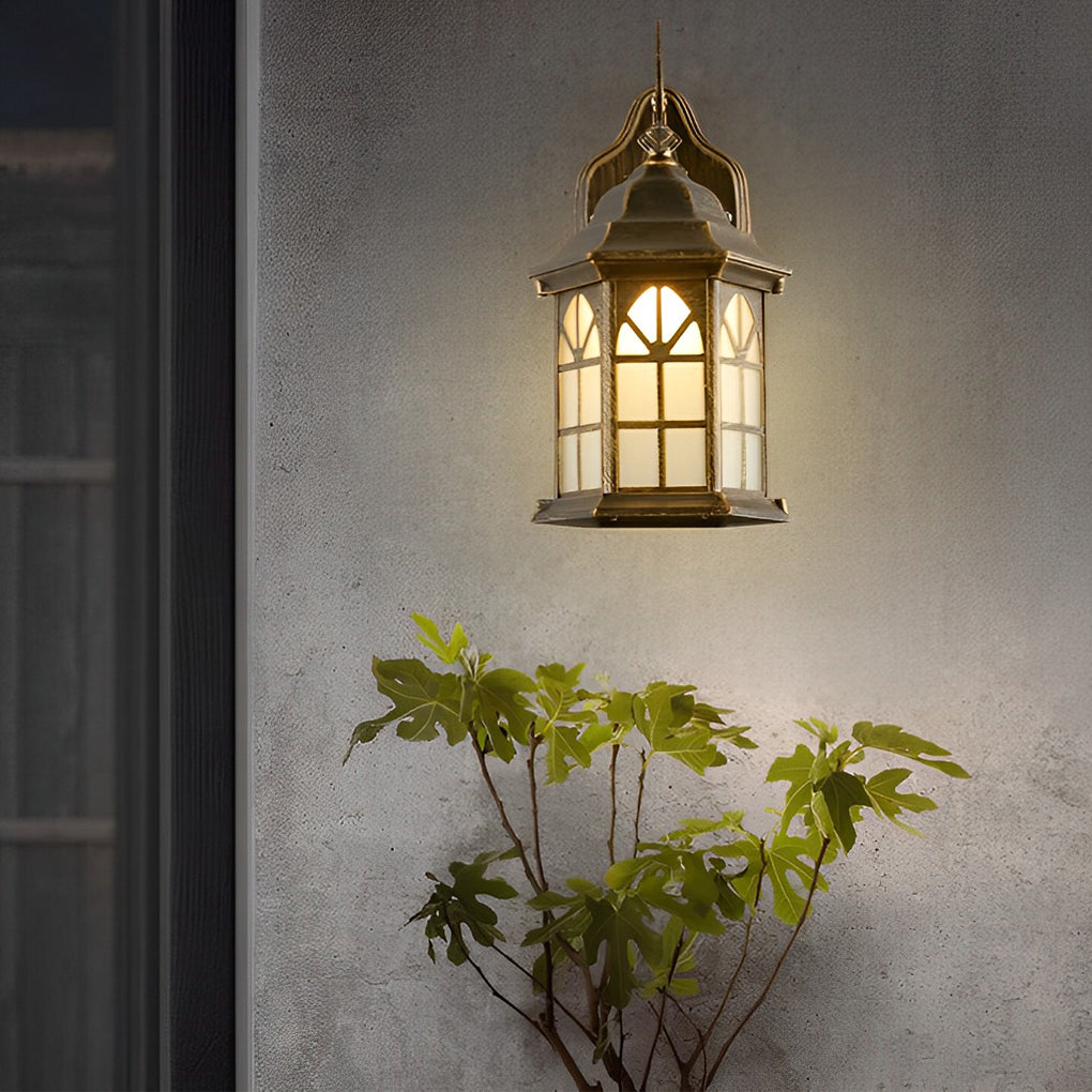 Classic Retro Porch Outdoor Wall Lantern Die-Cast Aluminum Glass E27 3 Beam Directions Solar Hardwired Black Bronze