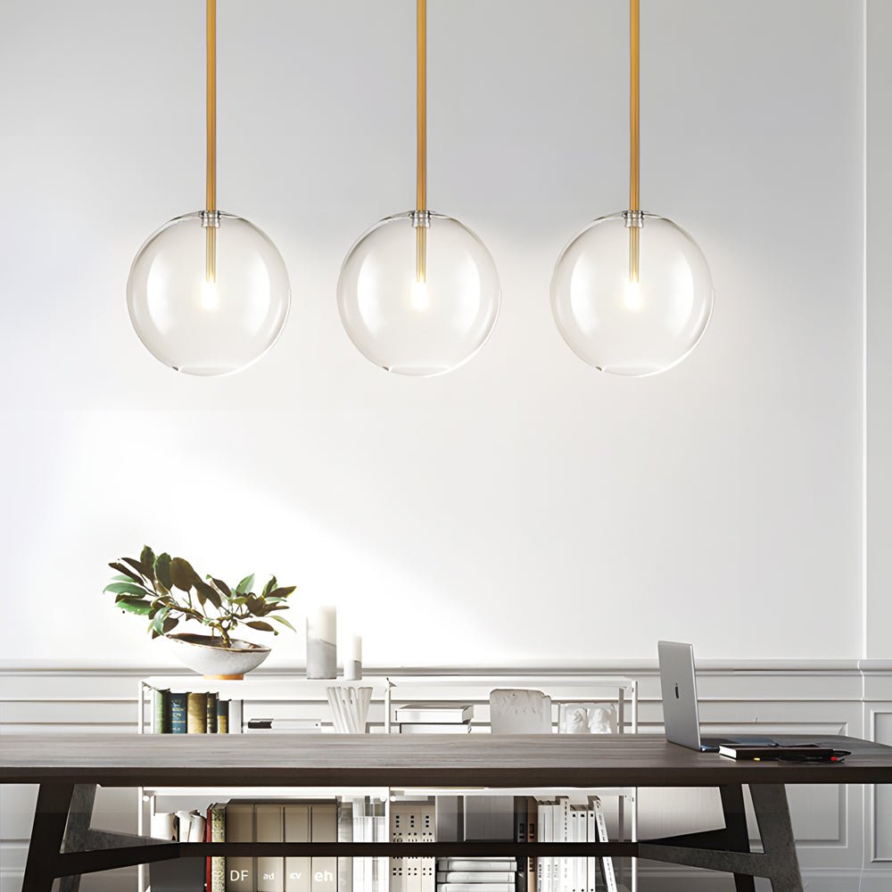 Nordic Clear Glass Globe Pendant Light with Gold Iron Hardware