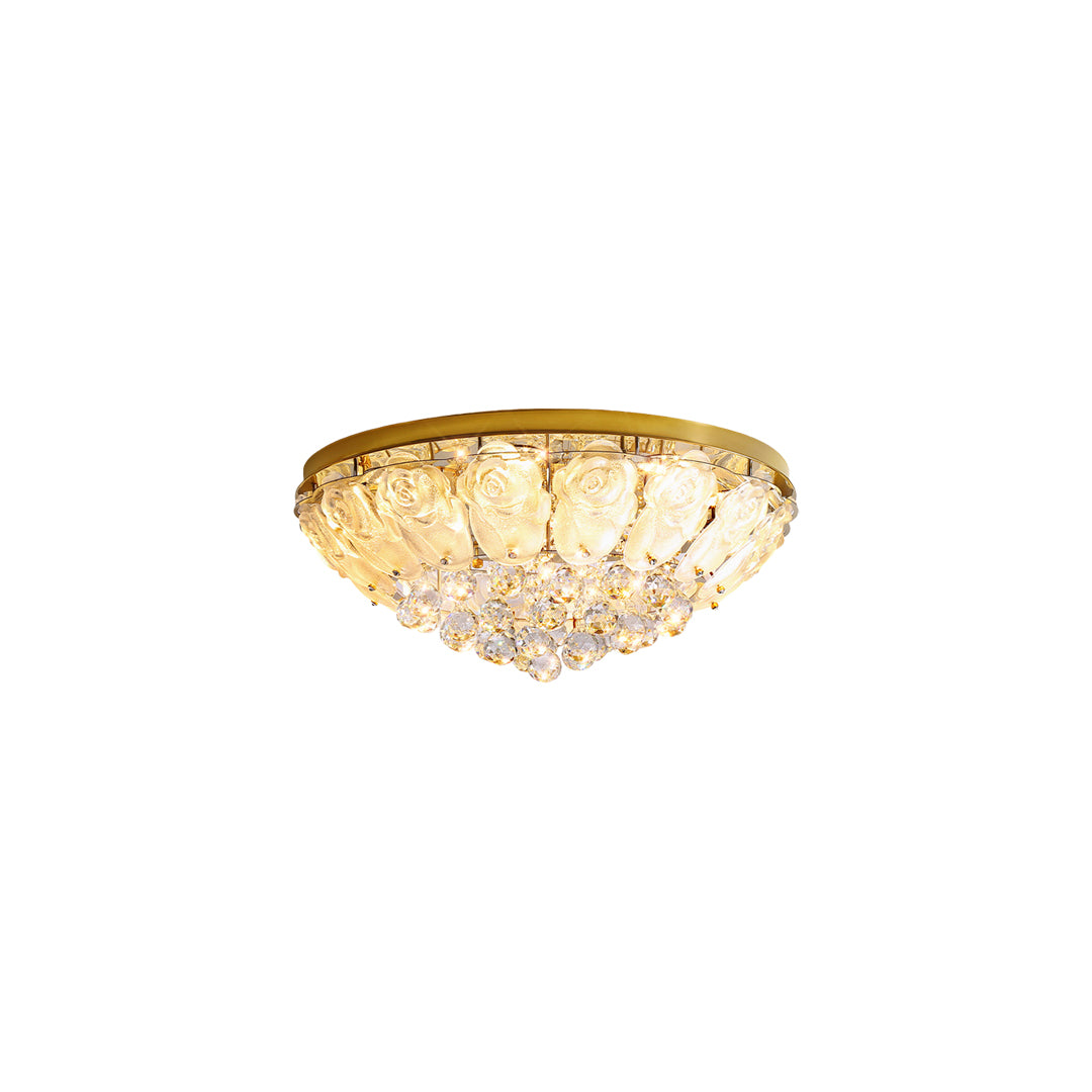 Multi-Tiered Cascading Crystal Drop Flush Mount in Gold Stainless Steel with 3-Step Colour Temperature in Four Sizes