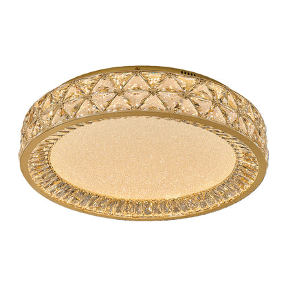 Round Crystal Border Flush Mount in Champagne Gold Carbon Steel with 3-Step Colour Temperature in Three Sizes