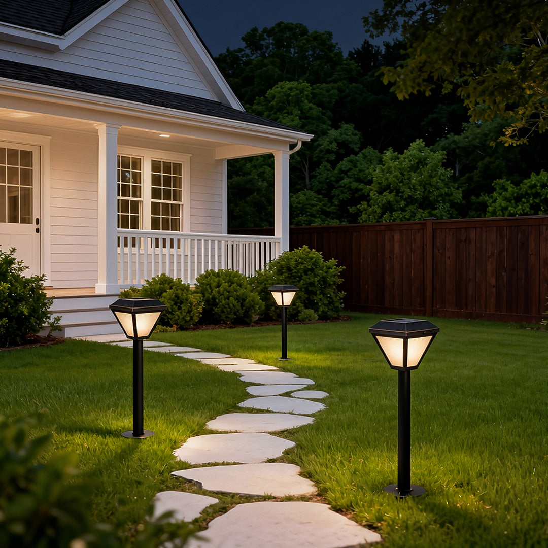 Solar Bollard Path Light LED Outdoor Landscape Stake Garden Pathway Lighting