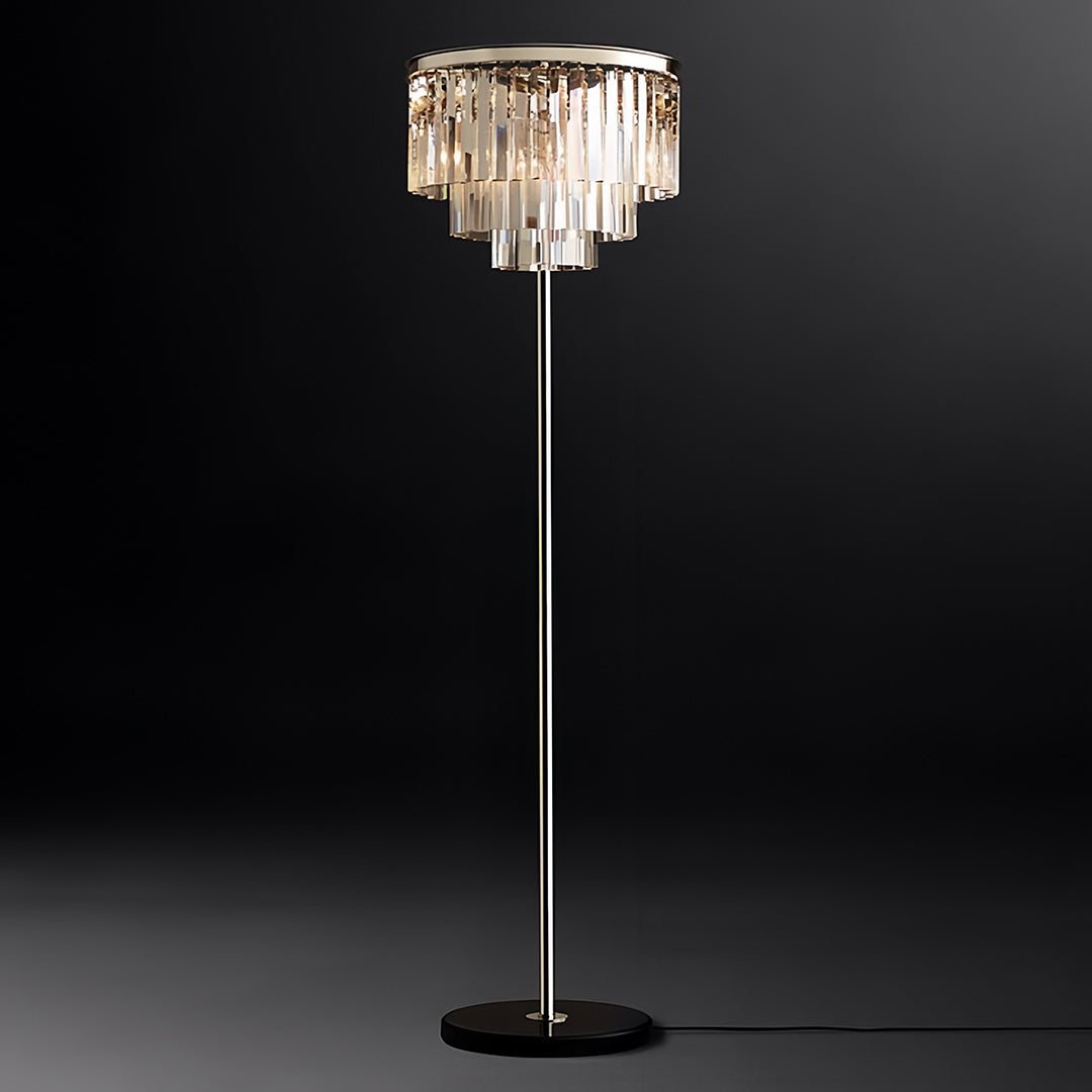 Decorative Floor Lamp Handcrafted Crystal Shade Black Iron E14 Foot Switch American Glamorous Transparent Amber Smoky Gray 63 Inch