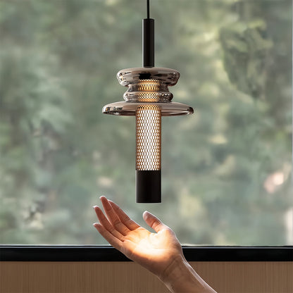 Industrial Glass Cylinder Mini Pendant LED 7W CRI 97 3-Step CCT Dimmable Black Iron Indoor
