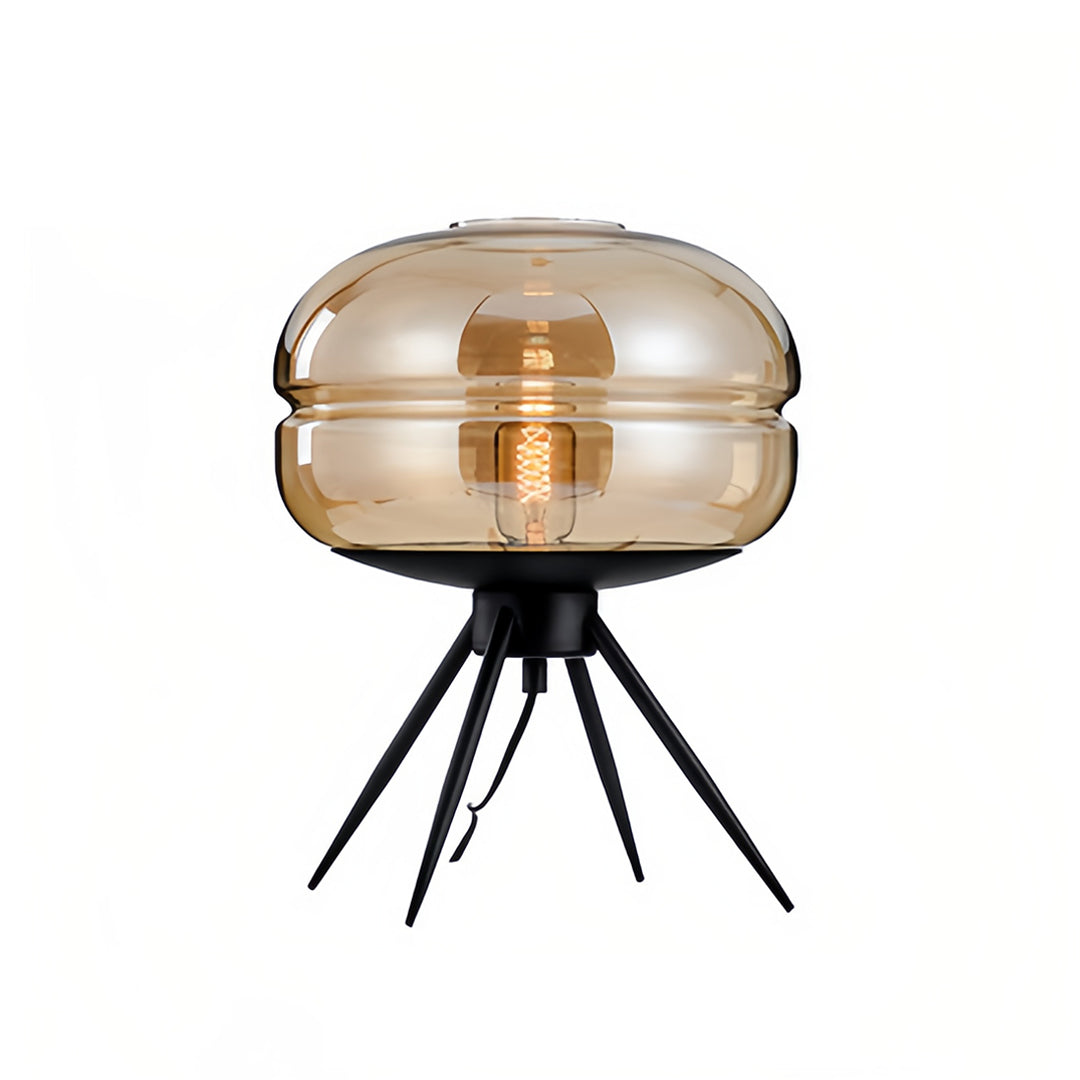 Modern Table Lamp Tinted Glass Dome Shade Iron Four-Leg Base Nordic Accent Sea Blue Smoky Gray Amber 13.78 Inch