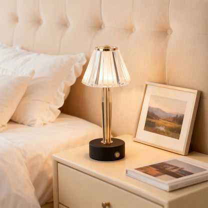 Cordless Rechargeable Touch Dimming Bedside Table Lamp, Iron Body, Black or White