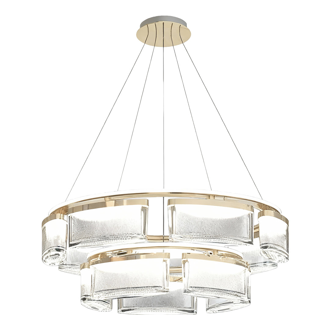 Crystal Chandelier Gold Aluminum Precision-Cut Crystal Matrix Integrated LED 3-Step Dimming Modern Luxury