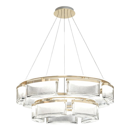 Crystal Chandelier Gold Aluminum Precision-Cut Crystal Matrix Integrated LED 3-Step Dimming Modern Luxury
