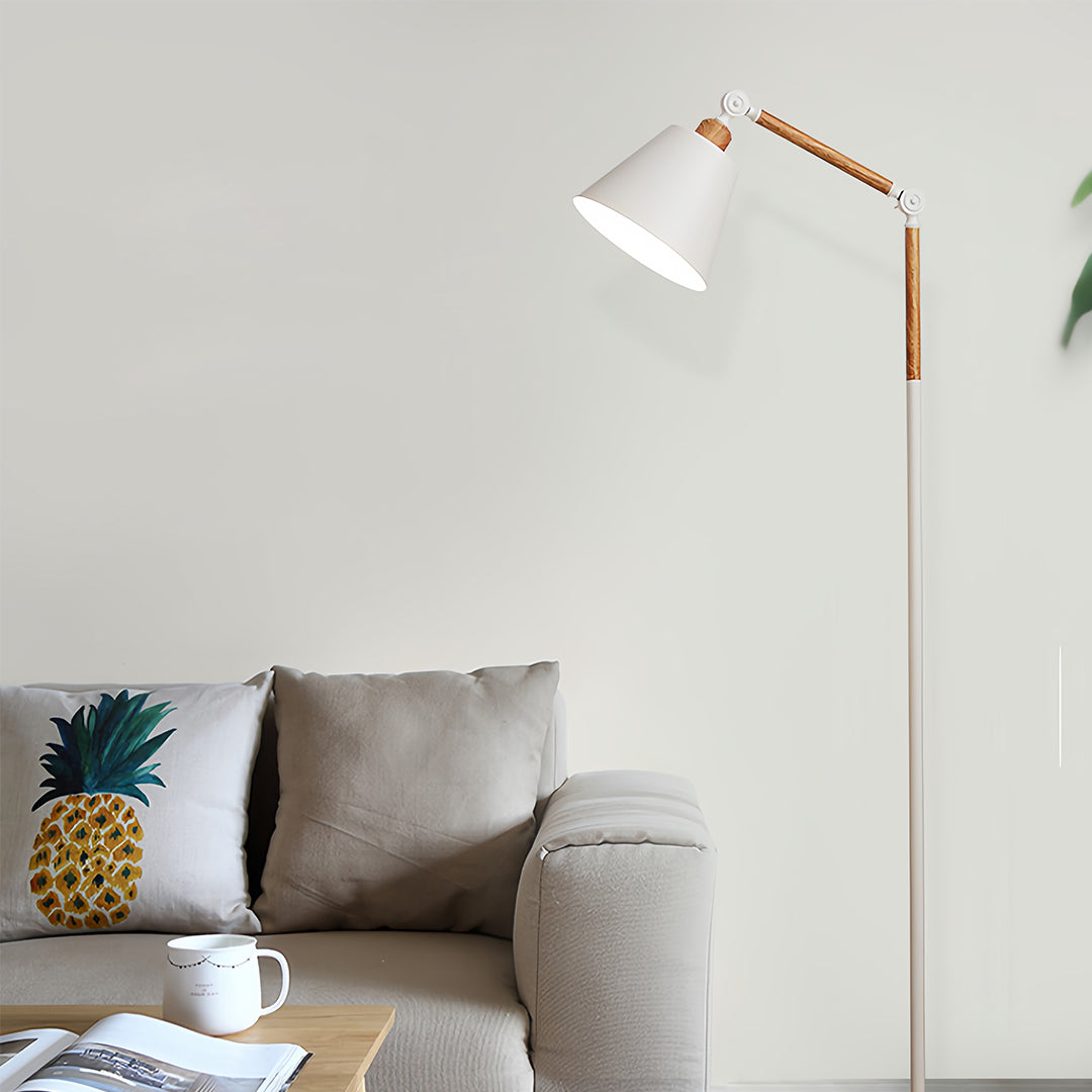 Floor Reading Lamp LED Dimmable Remote 180 Degree Adjustable Arm E27 Iron Baked Paint Eye Care Black White 63 Inch