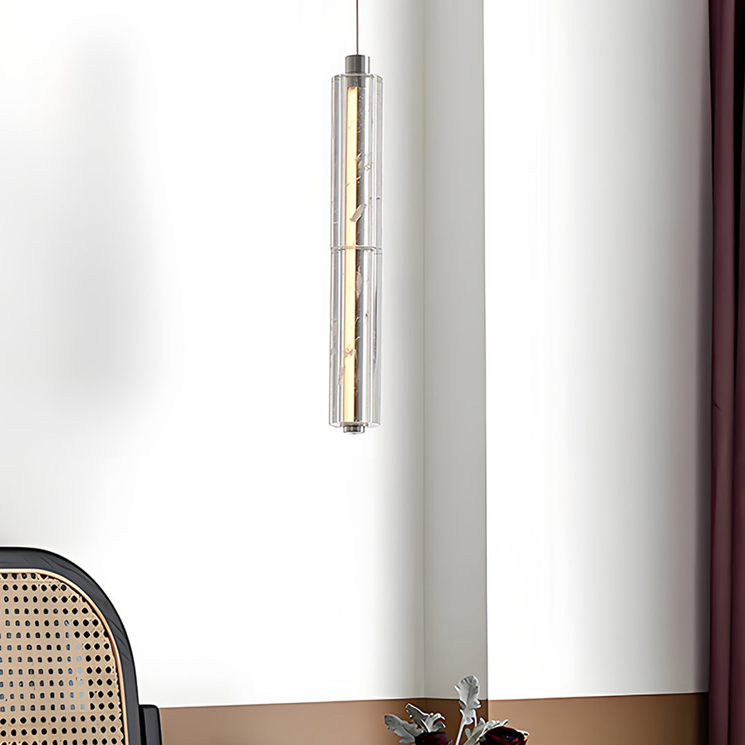 Crystal Ice Column Mini Pendant Chrome Linear LED Warm White 2 Sizes