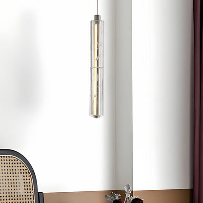Crystal Ice Column Mini Pendant Chrome Linear LED Warm White 2 Sizes