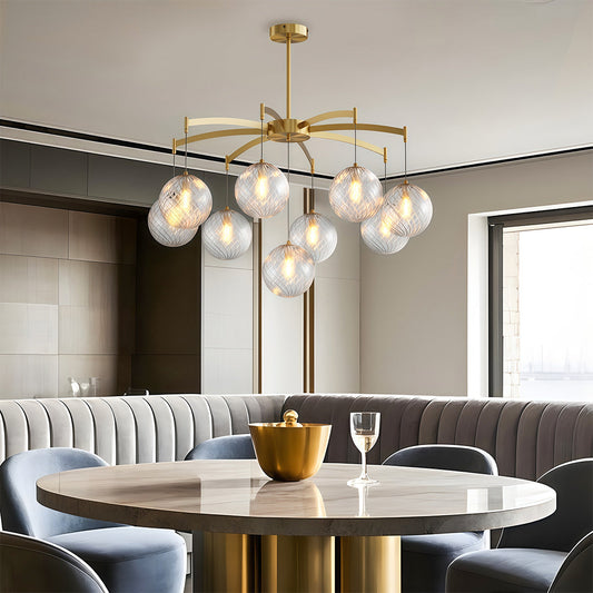 Glass Sphere Chandelier Copper Frame Multi-Arm G9 7 9 13 Heads Copper Nickel Black