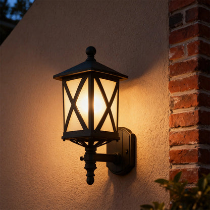 Retro Black Aluminium Outdoor Wall Lantern E26 IP44 9W European Style