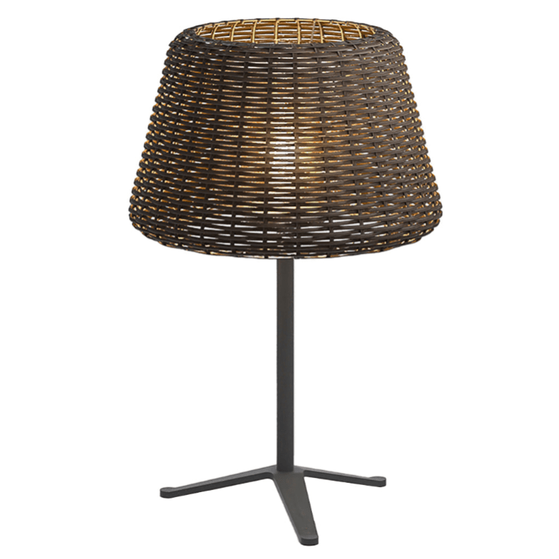 Handwoven Rattan Dome LED Outdoor Floor Lamp IP65 Stainless Steel 3000K 4 Heights