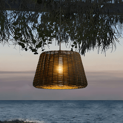 Handwoven Rattan Dome LED Outdoor Floor Lamp IP65 4-Style Multi-Mount 3000K