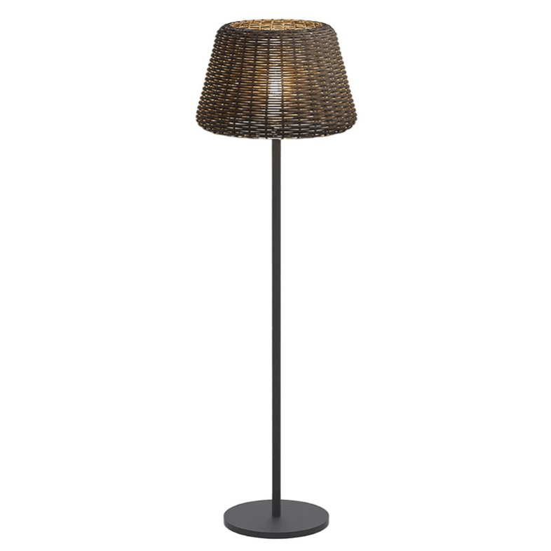 Handwoven Rattan Dome LED Outdoor Floor Lamp IP65 Stainless Steel 3000K 4 Heights